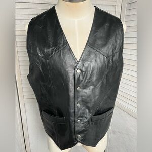Saguaro West Trading Co Black Leather Vest sz2XL